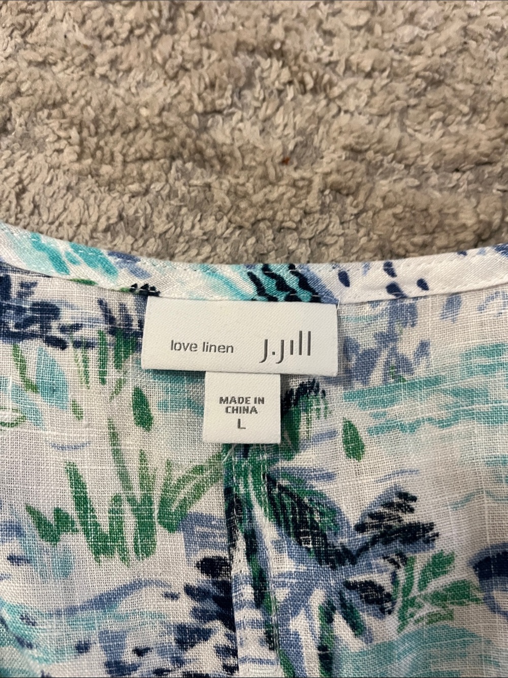 J Jill Linen Sleeveless Scenic Beach Villa Palm Tree Shift Tank Dress Large - Picture 2 of 9
